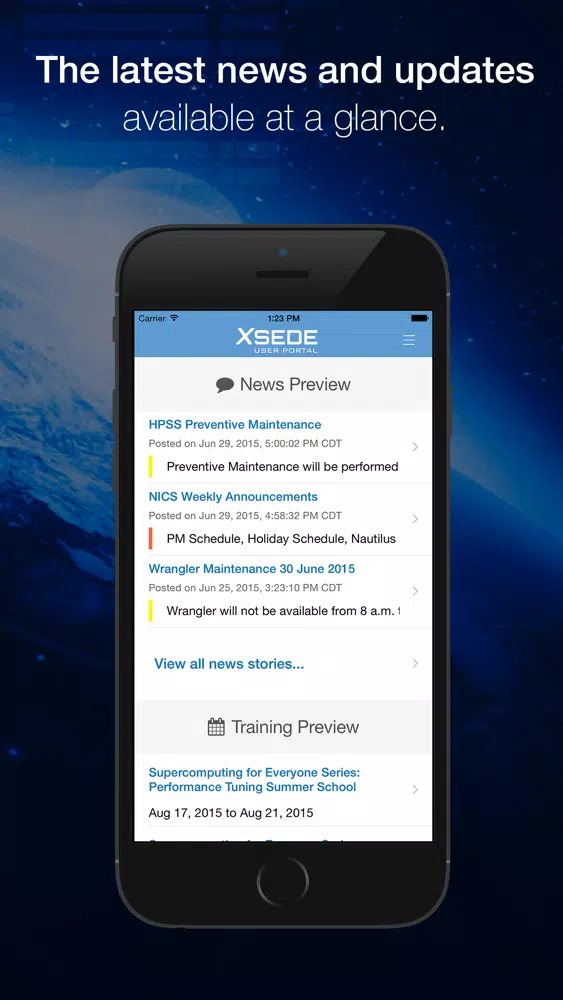 XSEDE User Portal Mobile 스크린샷