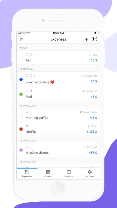 Zrzuty ekranu Arwy - Expenses Manager