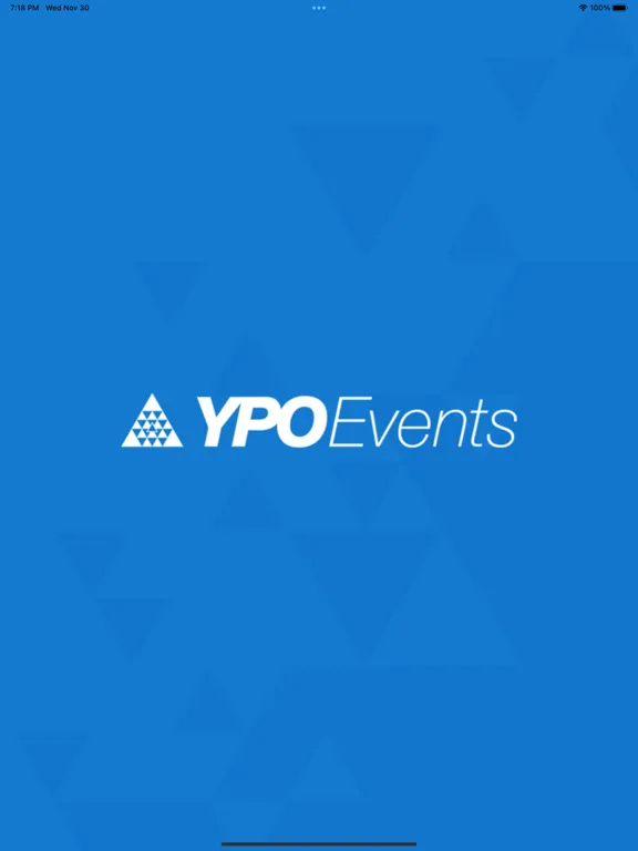 Tangkapan skrin YPO Events iPad 