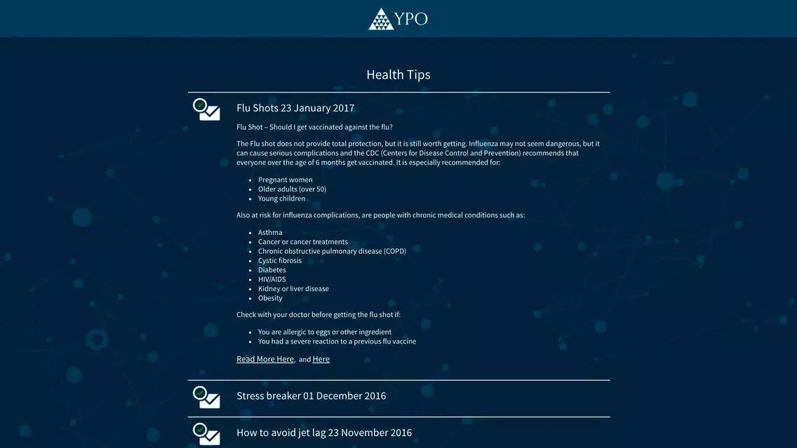 Zrzuty ekranu YPO Healthwise