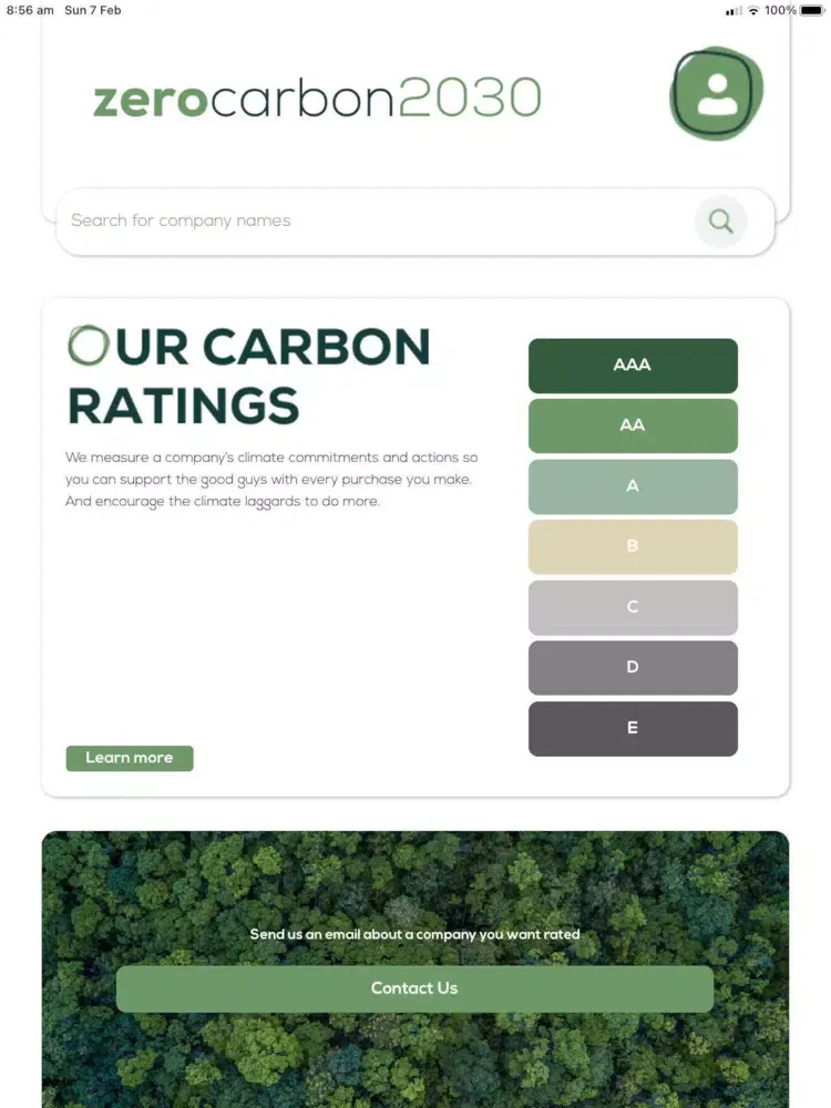 صور zero-carbon 2030 Rating finder iPad 