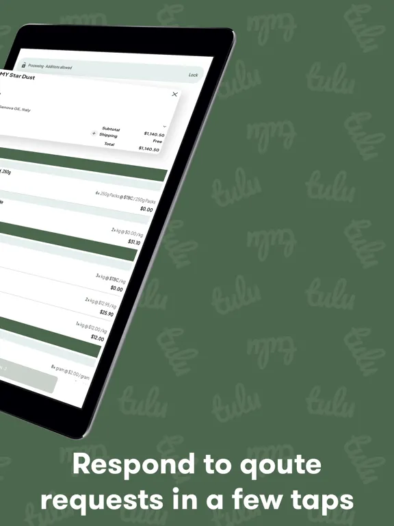 Ảnh chụp màn hình của Tulu Merchant iPad 
