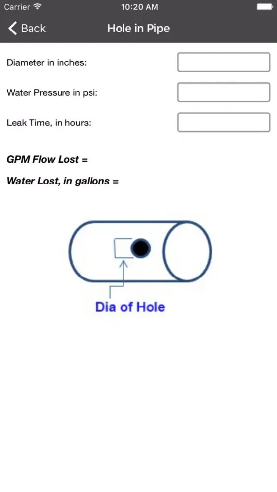 Leak Loss Calculations سکرین شاٹس