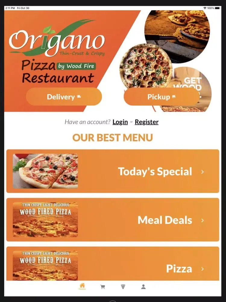 Origano Woodfire Pizza iPad 應用截圖