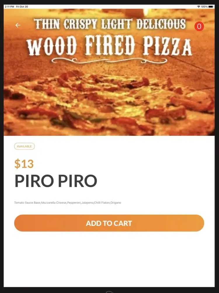 Origano Woodfire Pizza iPad 應用截圖
