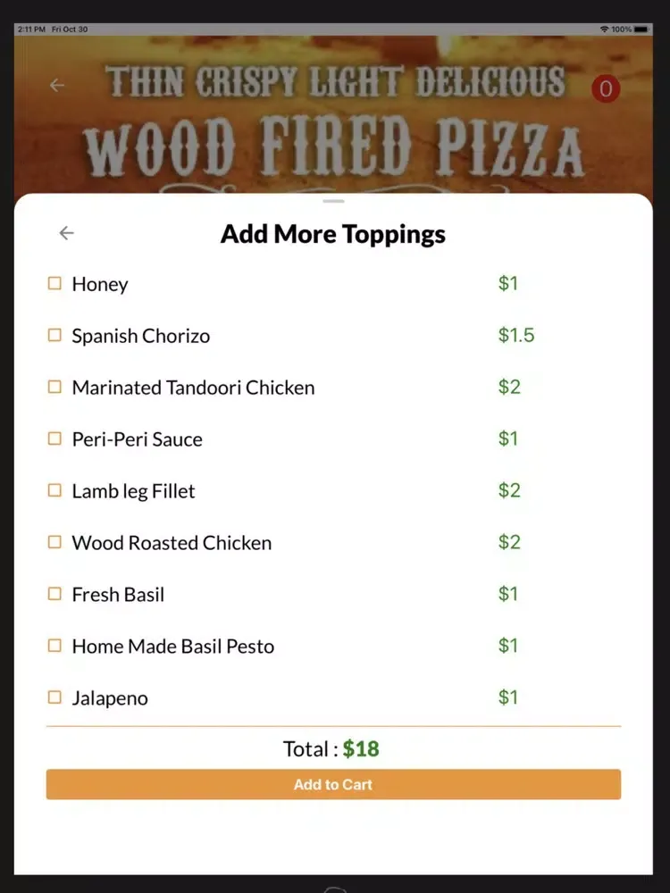 Origano Woodfire Pizza iPad 應用截圖
