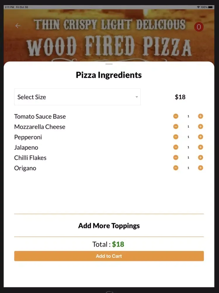 Origano Woodfire Pizza iPad 應用截圖