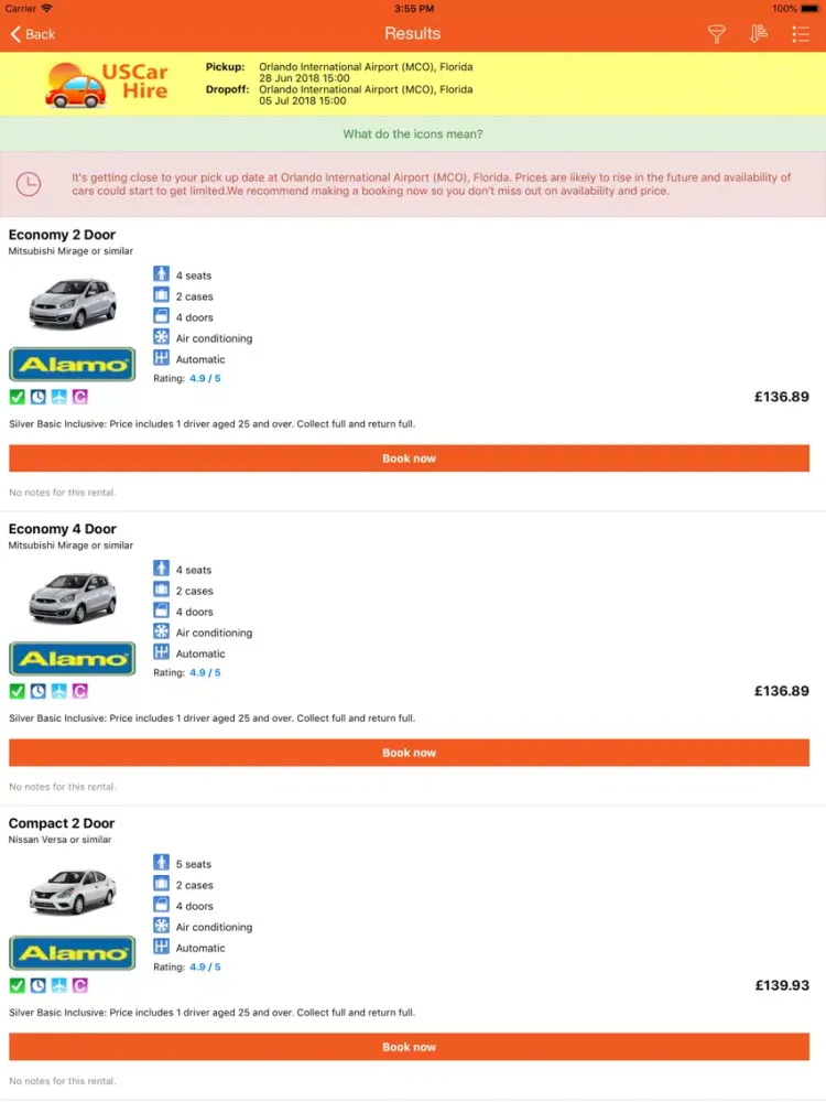 US Car Hire - USA Car Rentals iPad  Screenshots