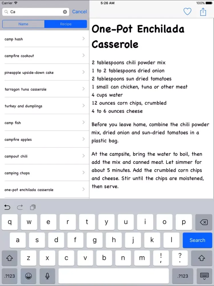 Camping Recipes HD iPad  Screenshots