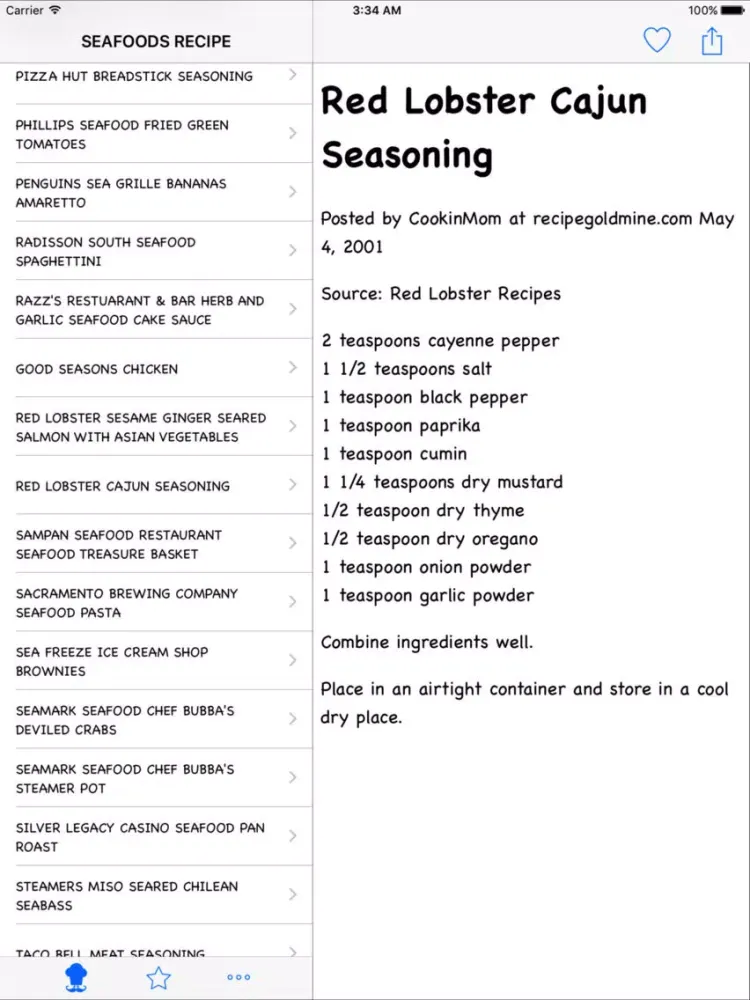تصاویر Seafoods Recipe iPad 
