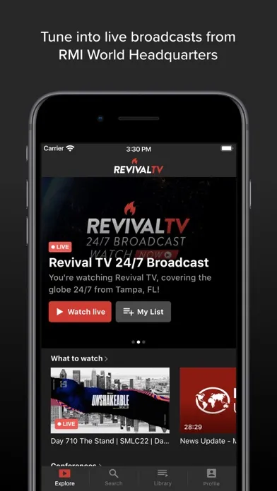 Captures d'écran de RevivalTV