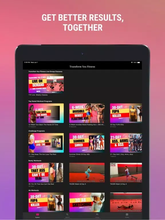 Zrzuty ekranu TRANSFORM YOU FITNESS ONLINE iPad 