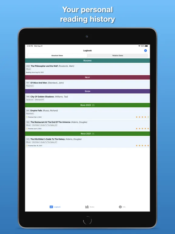 BookLog iPad  Screenshots