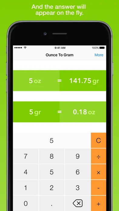 ภาพหน้าจอของ Ounce To Gram, the fastest weight converter