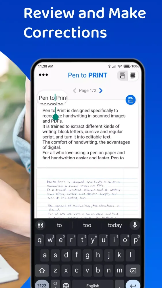 ภาพหน้าจอของ PenToPRINT Handwriting to Text