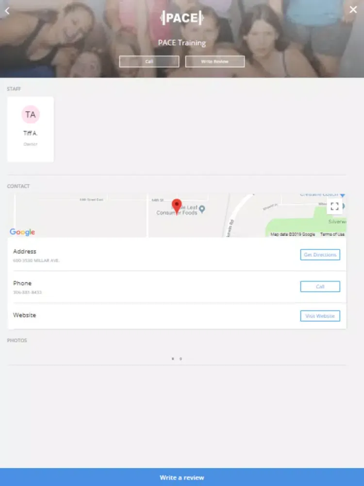 Ảnh chụp màn hình của PACE Training Centre iPad 