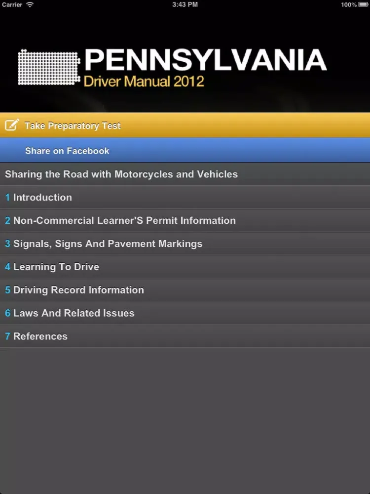 Tangkapan skrin Pennsylvania Driver Manual Free iPad 