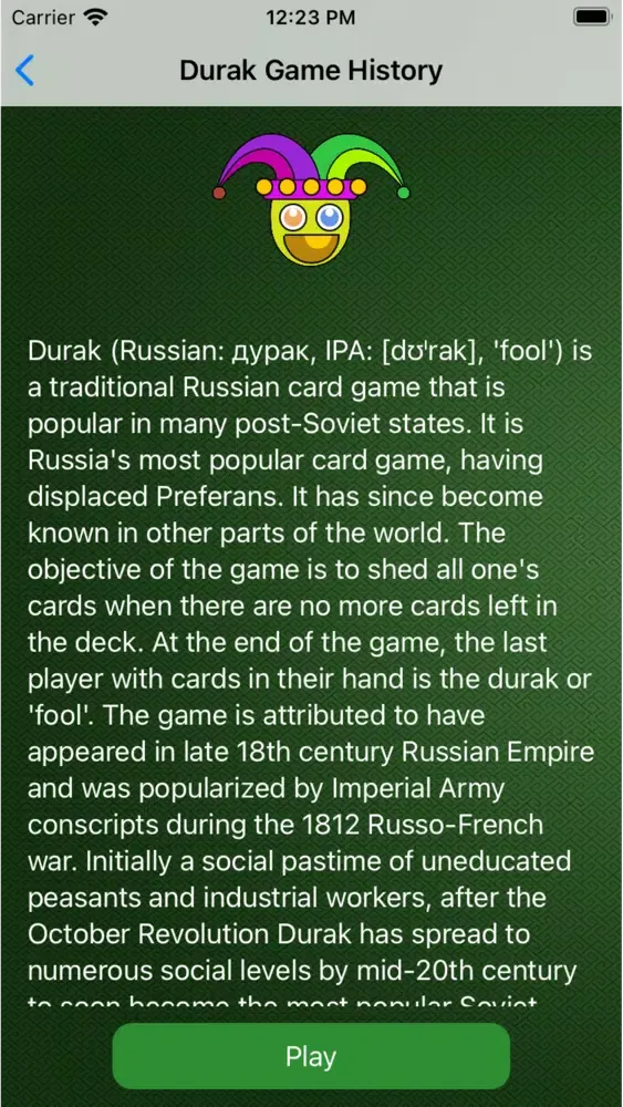 Ảnh chụp màn hình của Durak Russian Soviet Card Game