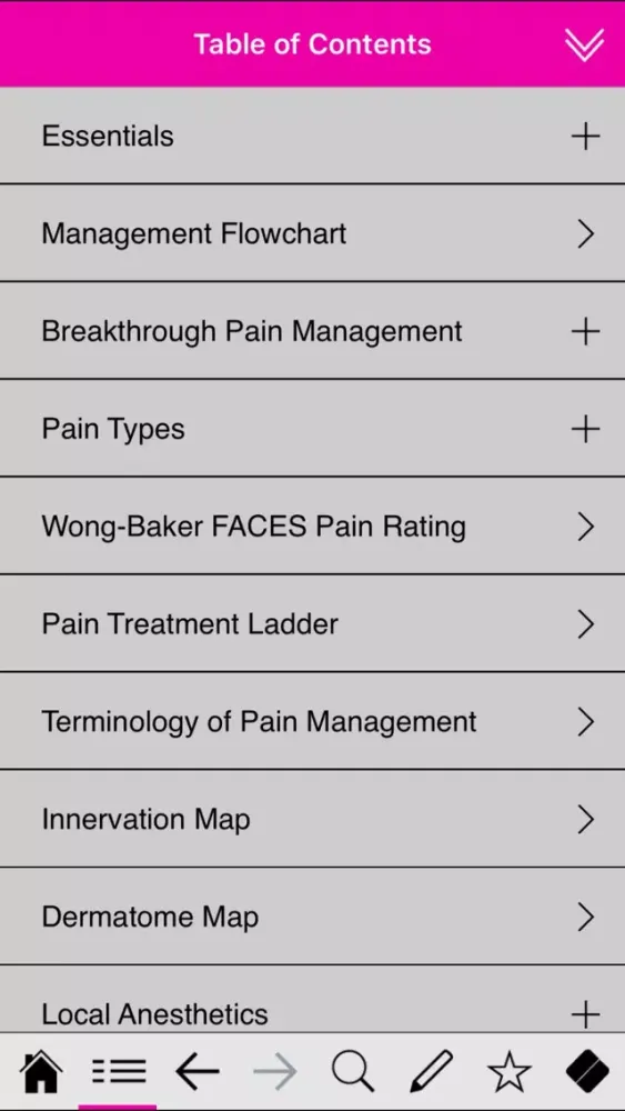 Tangkapan skrin Pain Management pocketcards