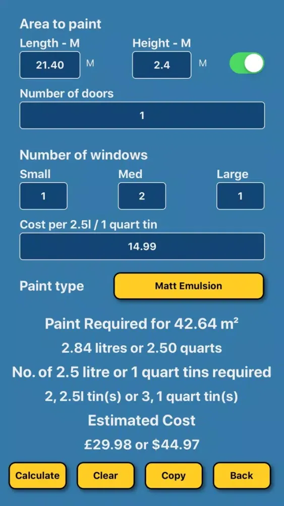 Paint Estimator / Calculator স্ক্রিনশট