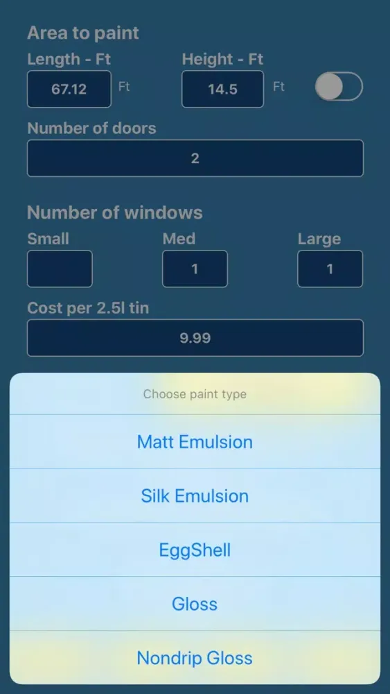 Paint Estimator / Calculator স্ক্রিনশট
