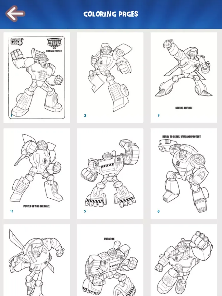 تصاویر Painting Lulu Transformers Rescue Bots Coloring App iPad 