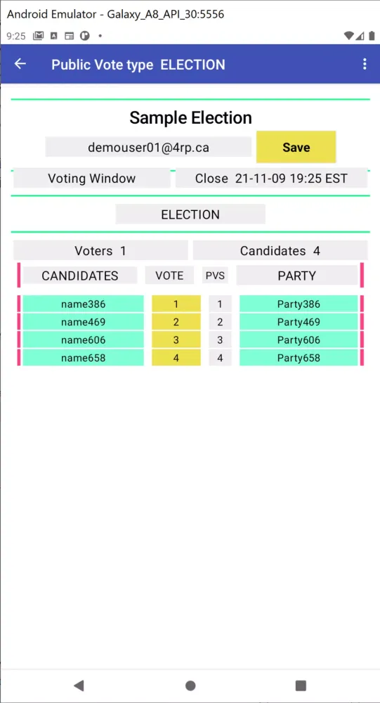 PVS Paired Voting System Screenshots