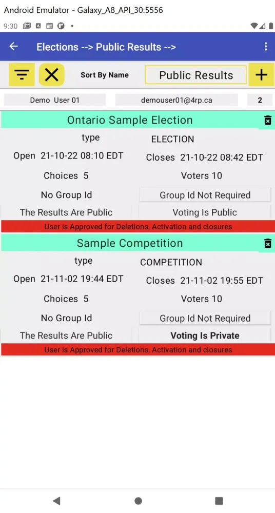 PVS Paired Voting System Screenshots