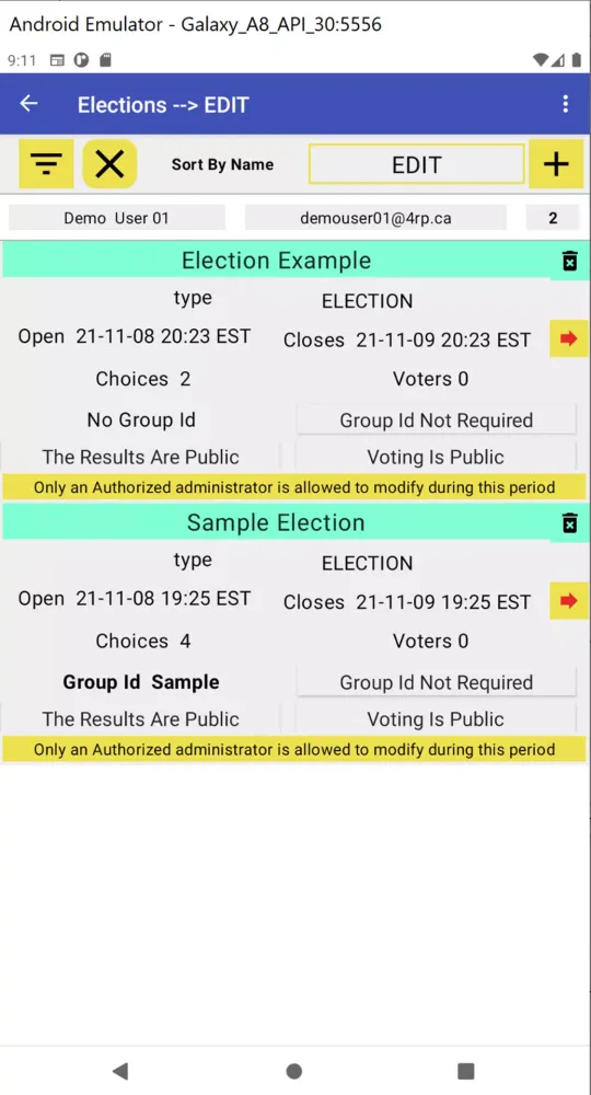 PVS Paired Voting System Screenshots