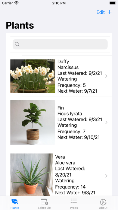 Capturas de pantalla de Plant Ed Plant Watering Diary
