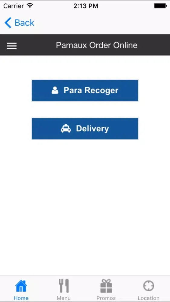 Ảnh chụp màn hình của Pamaux Order Online
