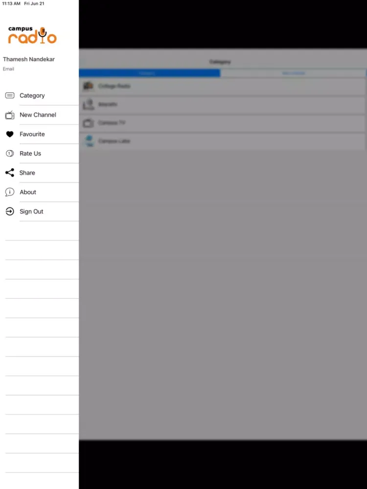 ภาพหน้าจอของ CampusRadio iPad 