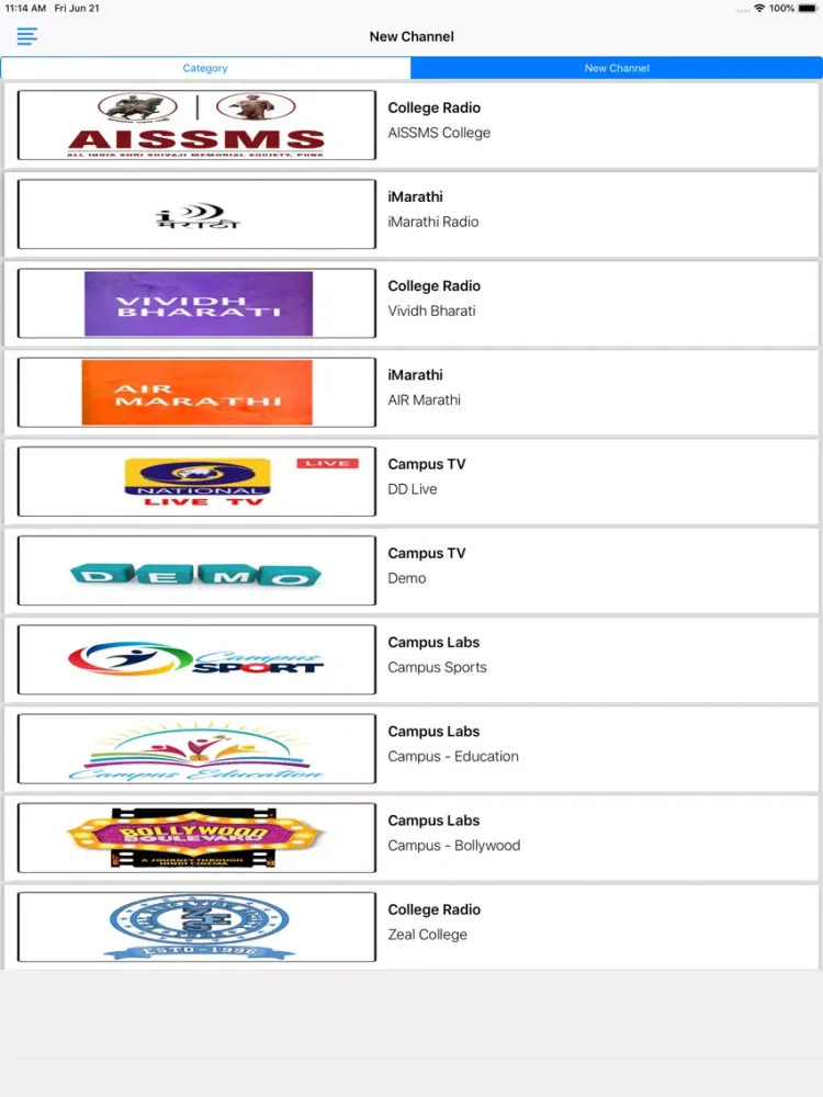 ภาพหน้าจอของ CampusRadio iPad 