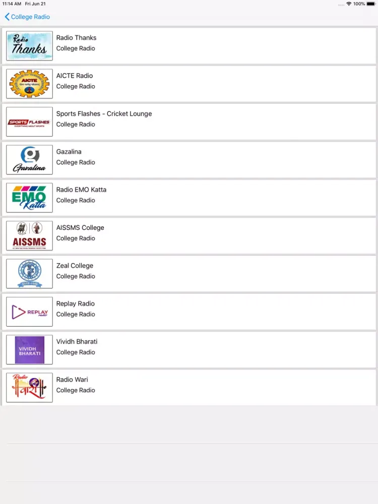 ภาพหน้าจอของ CampusRadio iPad 