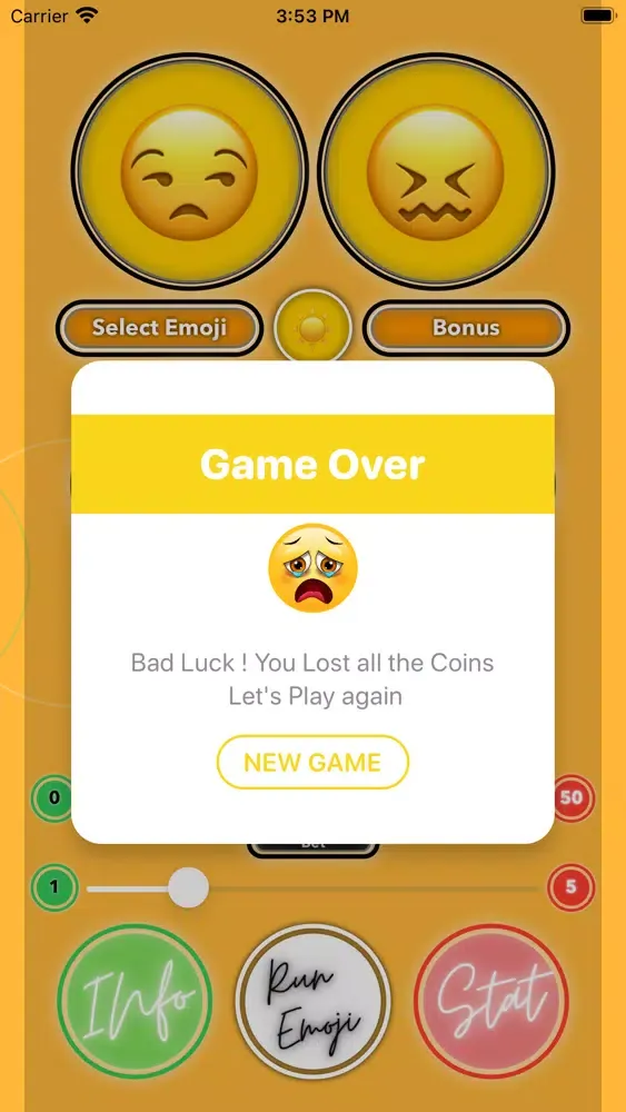 Tangkapan layar Emoji Game Slot Card