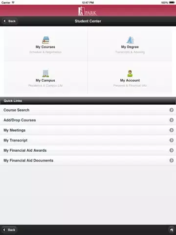 Скриншоты Park University Mobile iPad 