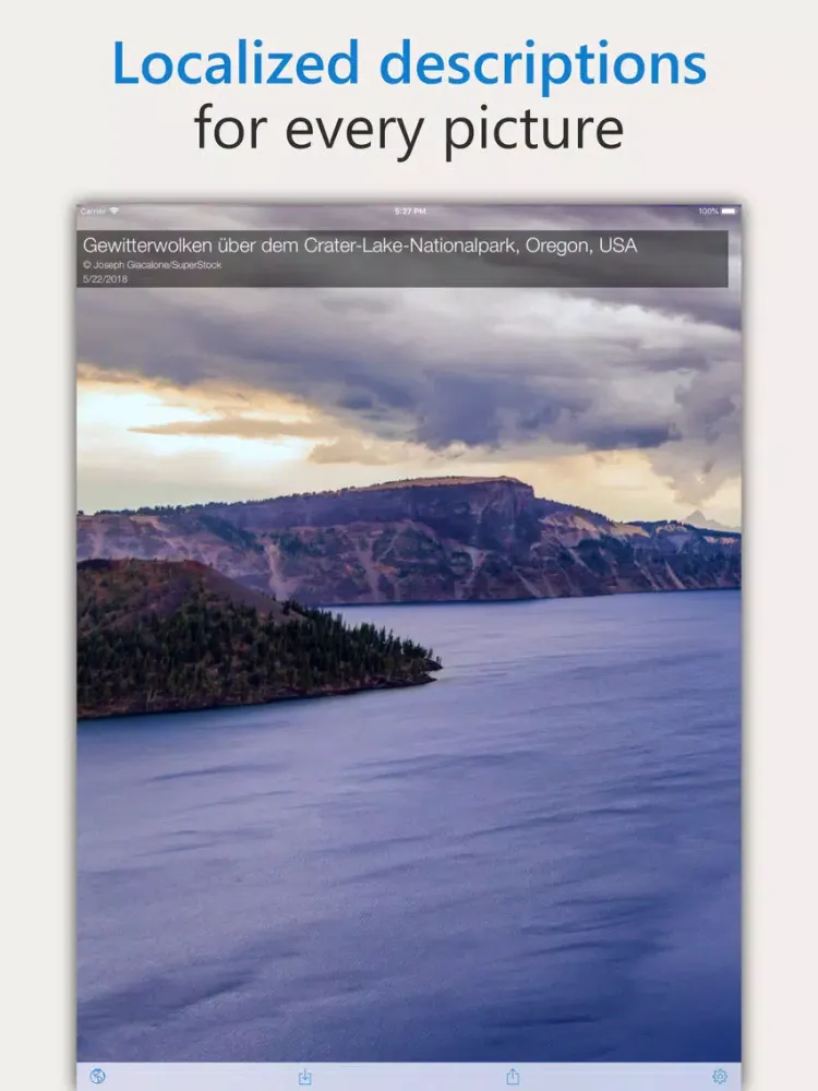 Ảnh chụp màn hình của DailyPic — Bing Wallpaper iPad 