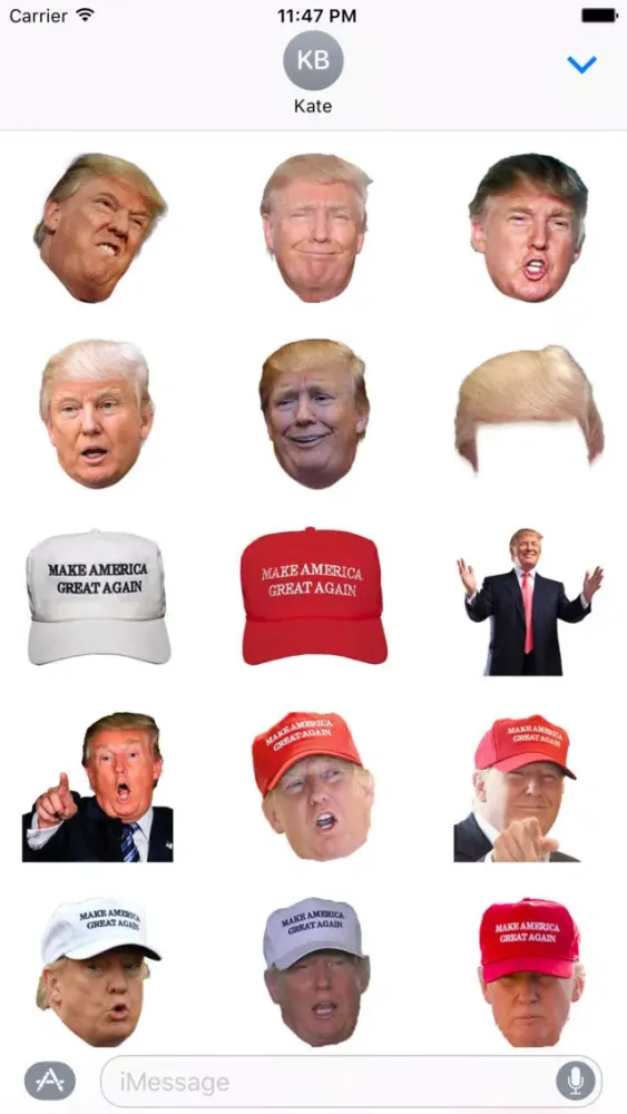 Capturas de tela do Donald Trump Stickers Make America Great Again