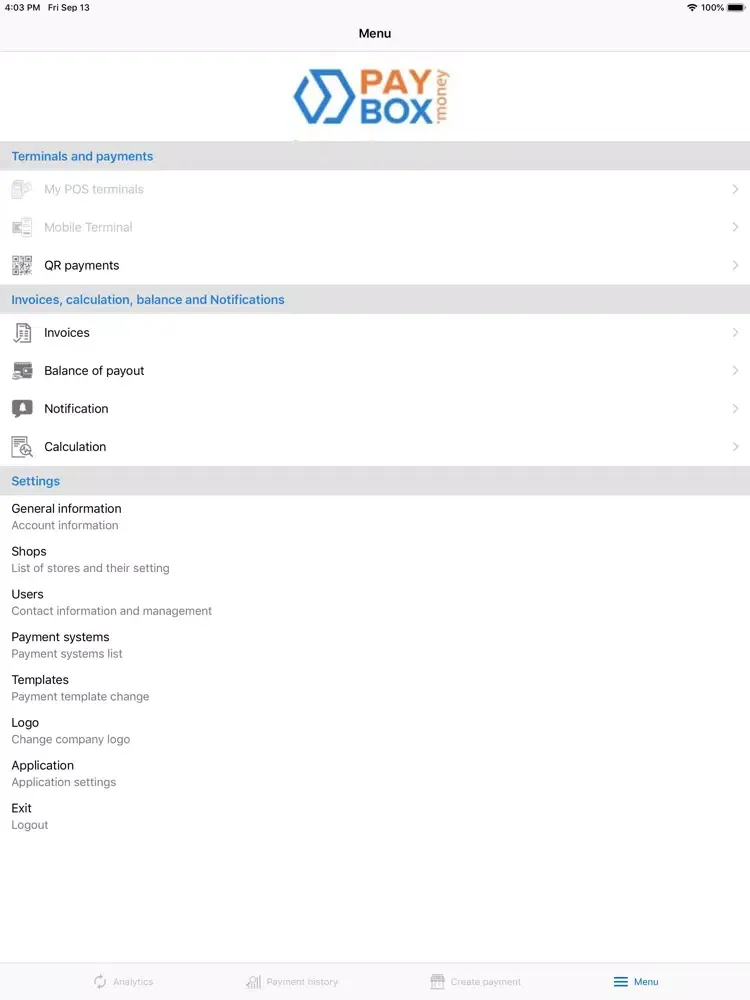 Zrzuty ekranu My Paybox iPad 