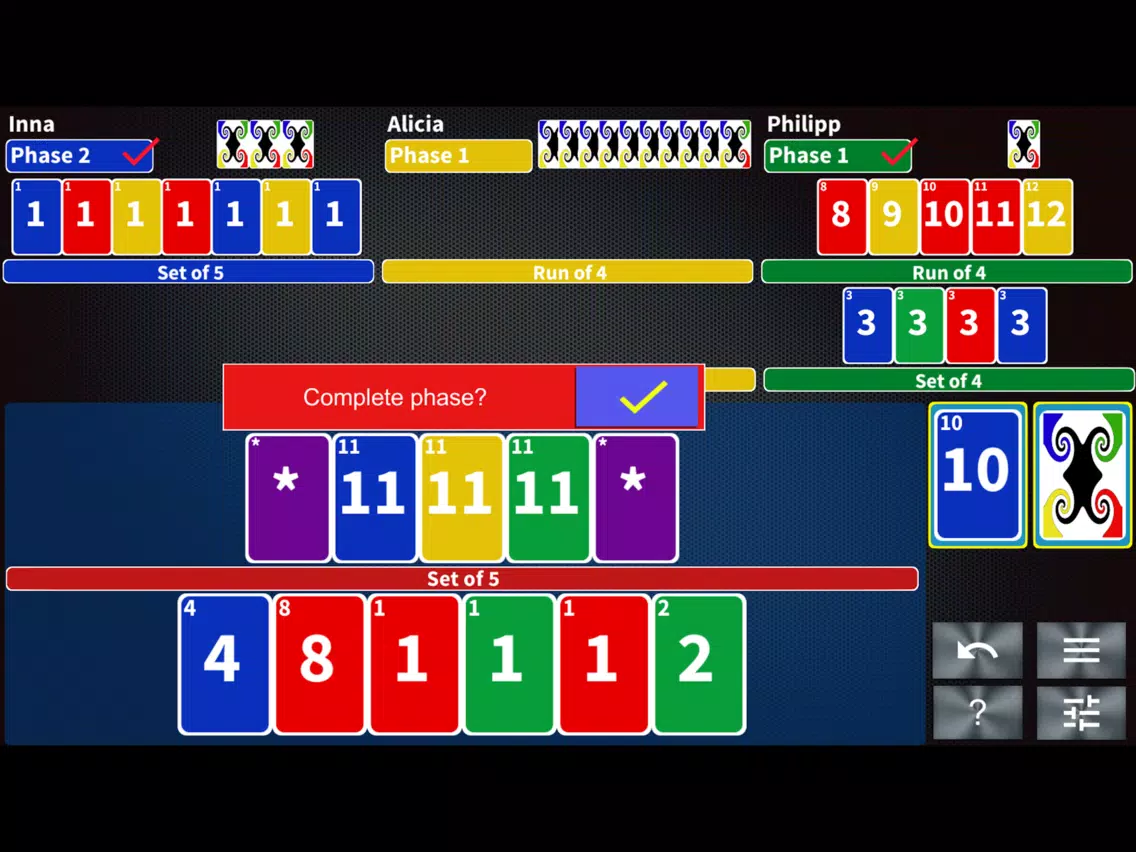 Capturas de pantalla de Phase Rummy Plus card game iPad 