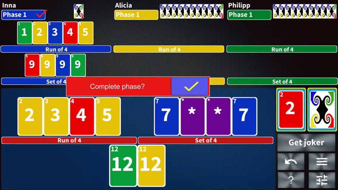 Capturas de pantalla de Phase Rummy Plus card game