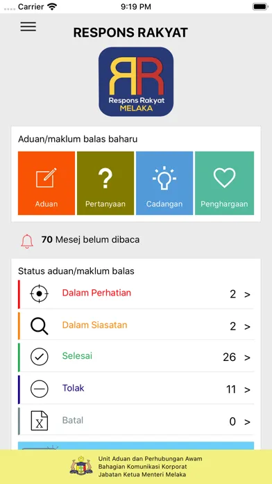Captures d'écran de Respons Rakyat Melaka