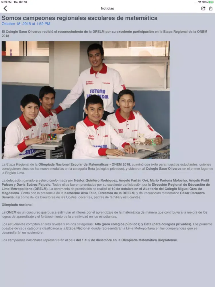 Capturas de tela do Colegio Saco Oliveros iPad 