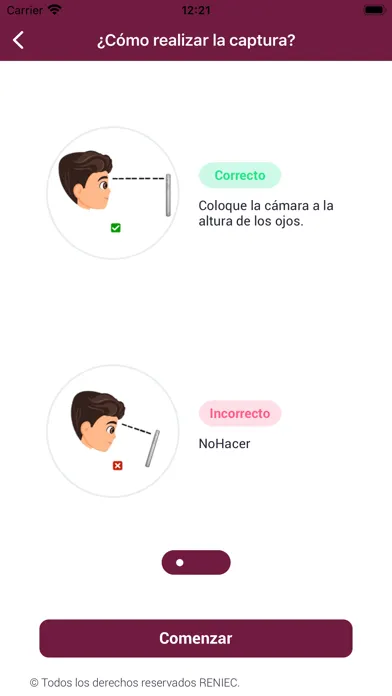 Capturas de tela do ID Perú