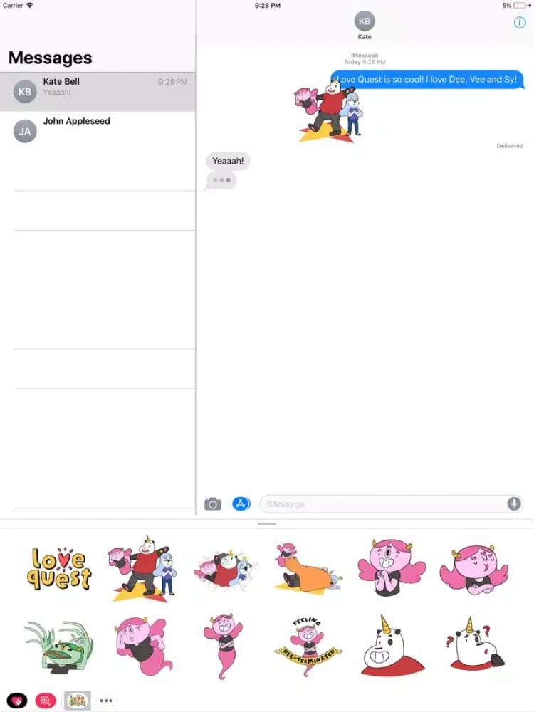 Ảnh chụp màn hình của Love Quest Sticker Pack iPad 