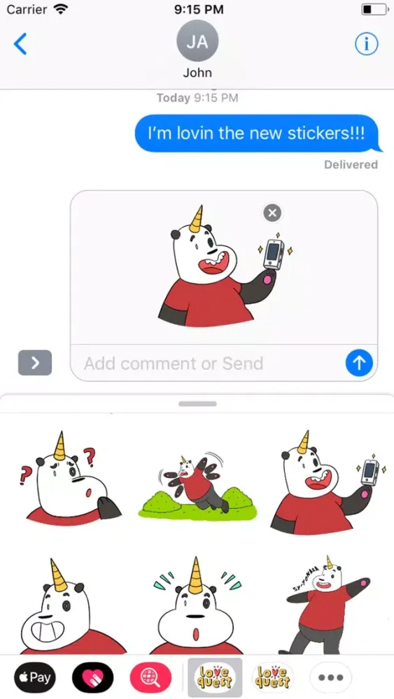 Ảnh chụp màn hình của Love Quest Sticker Pack
