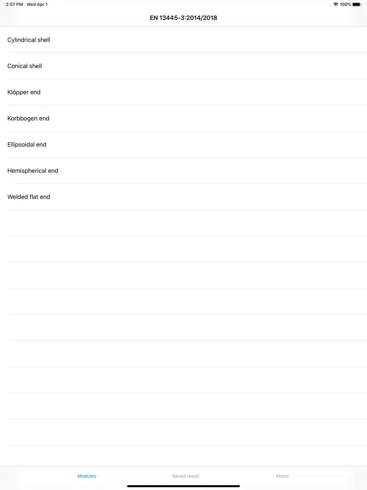 Pressure Equipment Calc. Lite iPad  स्क्रीनशॉट
