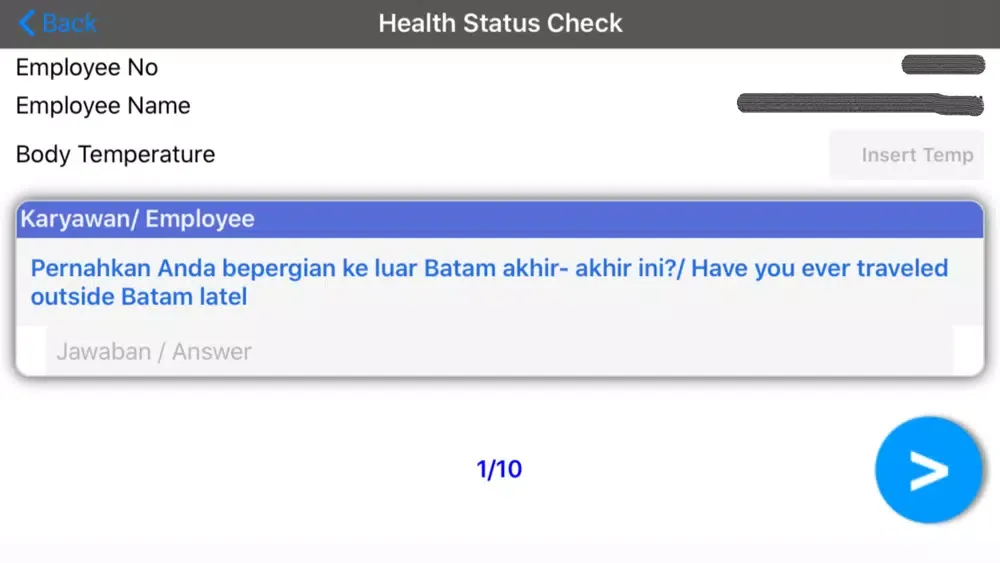 Tangkapan skrin PEB Care