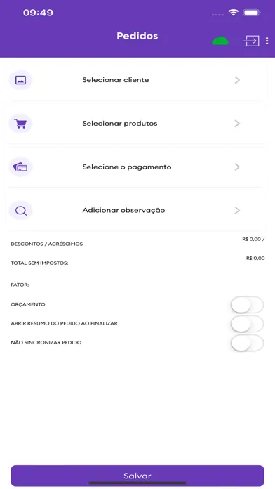 Tangkapan skrin Pedidos Móveis