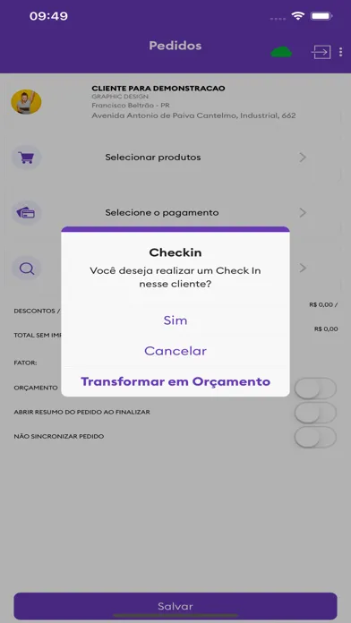 Tangkapan skrin Pedidos Móveis